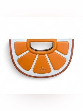 kate spade Orange and White Citrus Slice Clutch with Built-In Handle